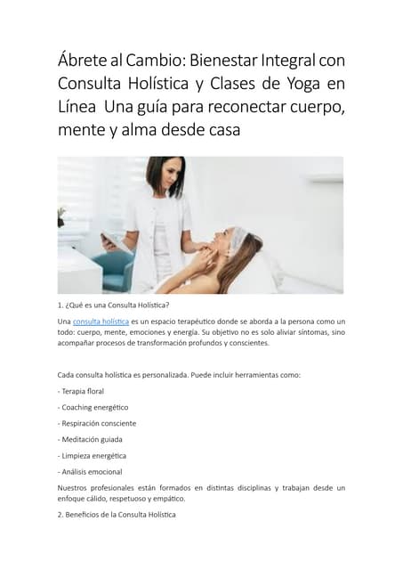 Ábrete al Cambio Bienestar Integral con Consulta Holística y Clases de Yoga en Línea  Una guía para reconectar cuerpo, mente y alma desde casa.pdf
